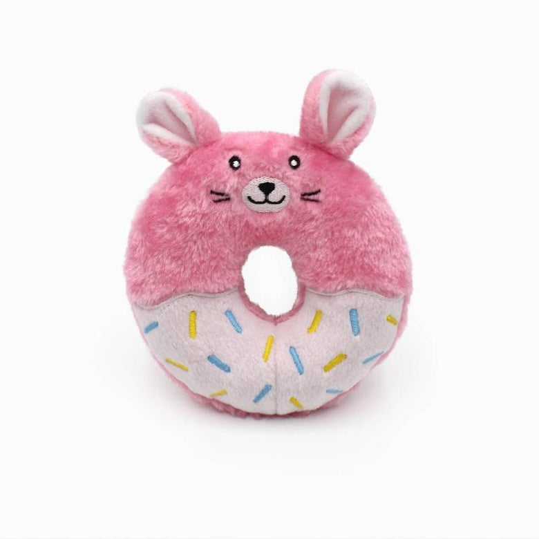 Zippypaws dog toys Donutz Buddies Pink Bunny Easter Spring Plush Squeak Dog Toy