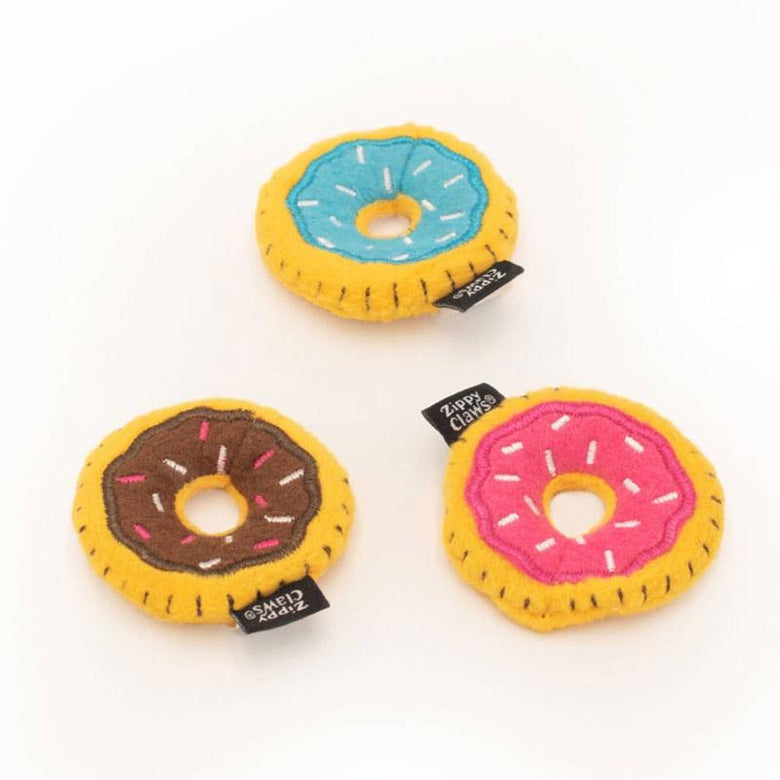 ZippyClaws Cat Toys Mini Donutz 3 Pack Colorful Cat Toy Set