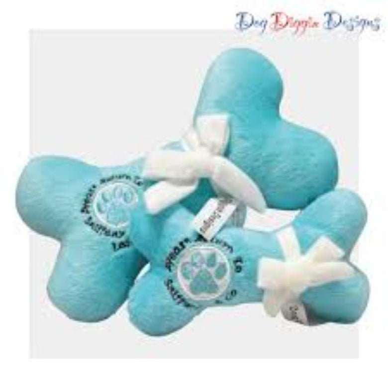 Dog Diggin Designs dog toys Sniffany Blue Bone with White Bow Squeaky Plush Dog Toy - 2 Sizes
