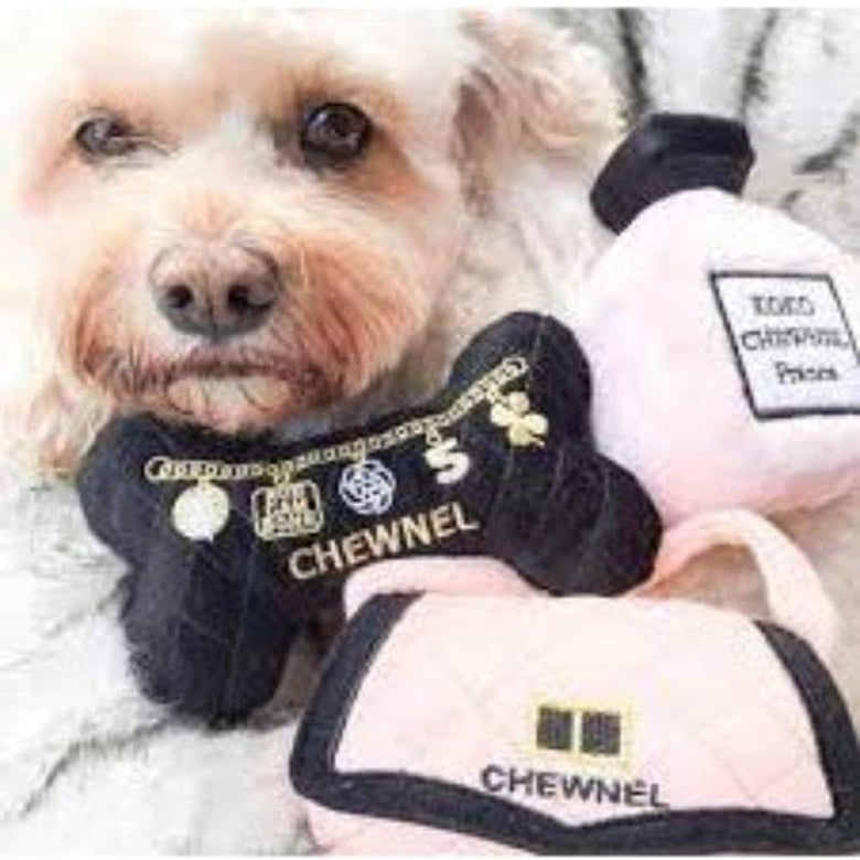 Dog Diggin Designs Toys Chewnel Black Bone Plush Squeak Dog Toy