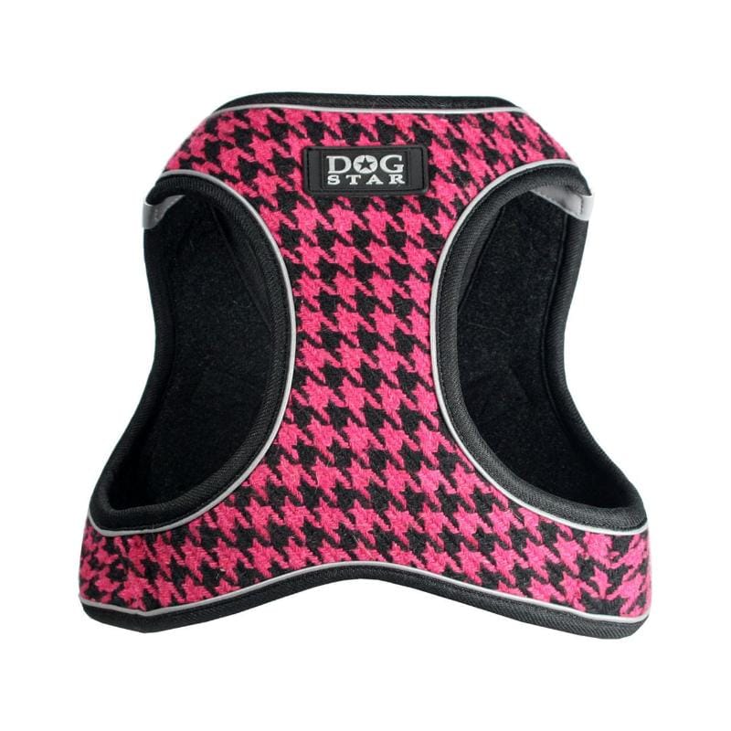 Barker's Bowtique Harnesses Houndstooth Pink & Blk Dog Harness Vest