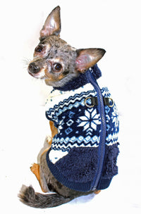 Winter Soft Snowflake Polar Fleece Navy Blue Dog Vest - Size XS
