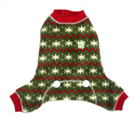 Fuzzy Winter Snowflake Green Warm Christmas Holiday Pet Jumper / Pajama
