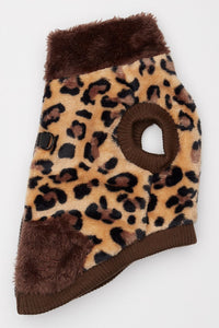 Cheetah Brown/ Tan Butter Fleece Soft Warm Zip Up Dog Vest
