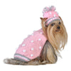 Pink Bobble Chunky Cable Knit Warm Pink/Grey Pet Sweater with matching Hat