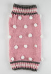 Pink Bobble Chunky Cable Knit Warm Pink/Grey Pet Sweater with matching Hat