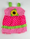 Barker's Bowtique Dresses SM Babydoll Sunflower Pink & Green with Polka Dots and Stripes Dog Dress