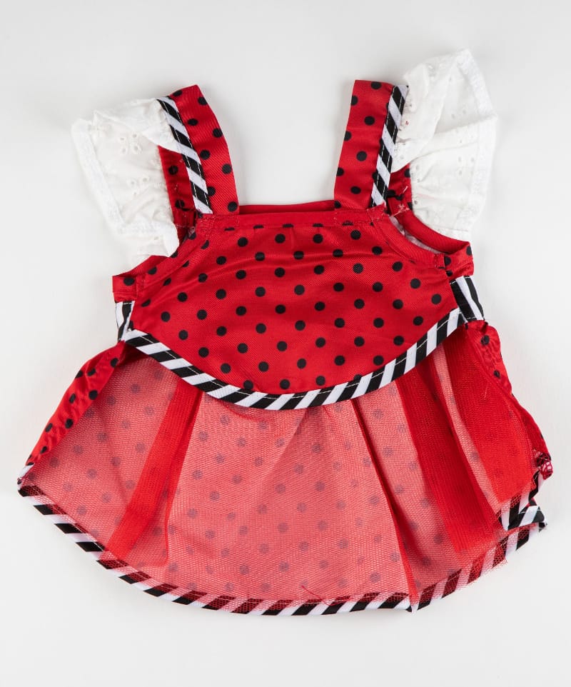 Barker's Bowtique Dresses Red Polka Dot with Stripes Apron Flutter Dog Dress