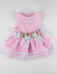 Barker's Bowtique Dresses XS Pink Gingham Rose Ribbon Tutu Dog Dress - XS Available