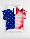 Barker's Bowtique Collared Shirts Max's Closet Americana Stripe and Stars Red White Blue Polo Dog Shirt