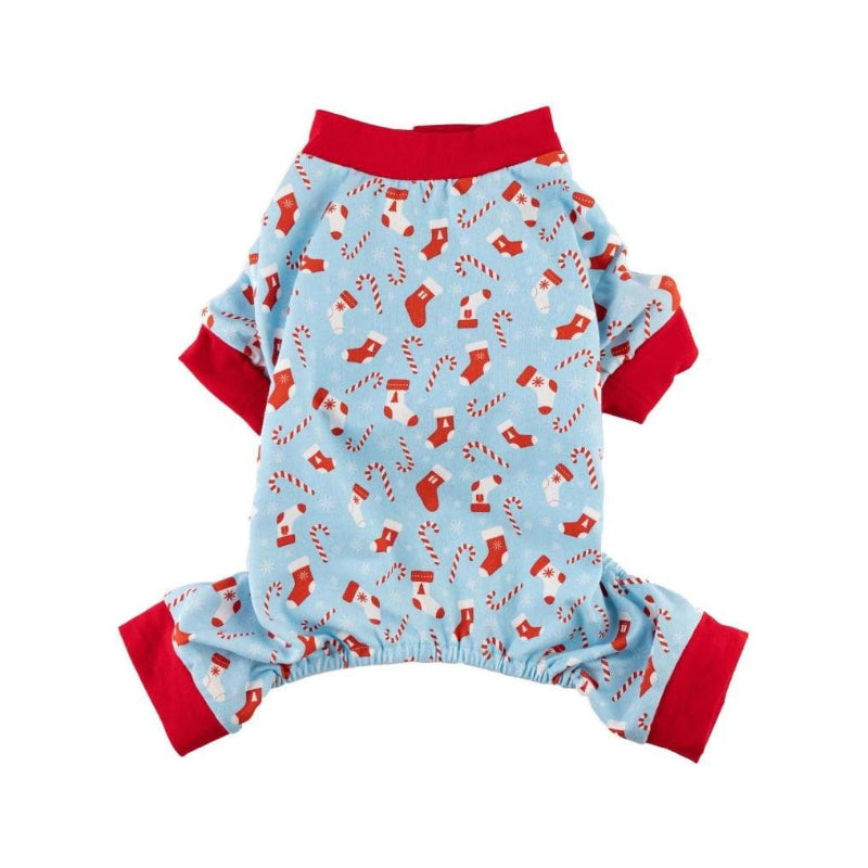 Barker's Bowtique Pajamas XS Christmas Stocking Blue Dog Pajama's