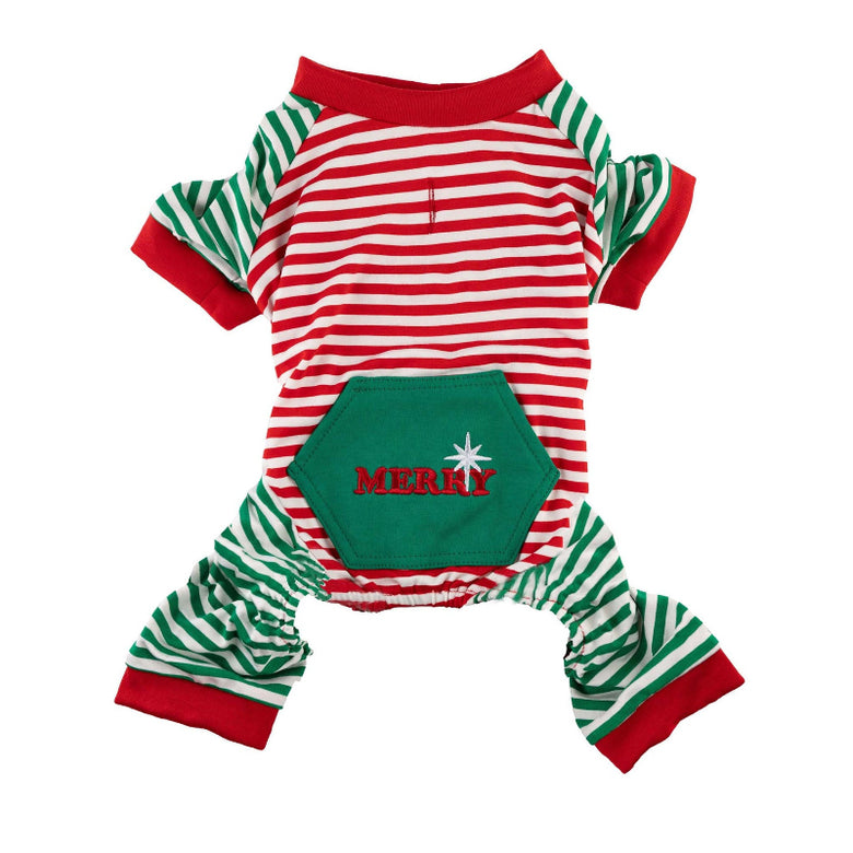 Christmas Striped Red/Green Holiday Pet PJ's Jumper