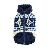 Winter Soft Snowflake Polar Fleece Navy Blue Dog Vest - Size XS
