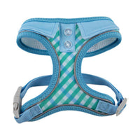 Blue Gingham Ultra Comfort Collar Mesh Reflective Dog Harness Vest