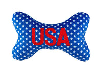Patriotic Red Wht & Blue USA Bone Plush Squeaky Dog Toy (Double Sided) - 2 Sizes