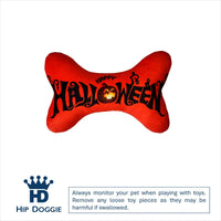 Halloween Boo Plush Squeaky Orange Bone Dog Toy - 2 Sizes