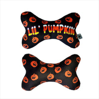 Lil Pumpkin Fall Season Halloween Plush Squeaky Bone Dog Toy - 2 Sizes
