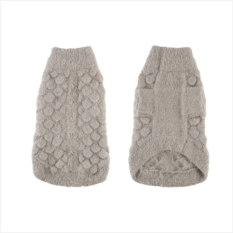 Blossom Feather Soft with Flower Buttons Warm Dog Sweater - Grey