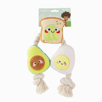 Hugsmart Products Inc dog toys Avocado Collection Toast and Egg Rope Plush Dog Toy