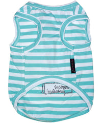 Parisian Pet® Tee's Pink Flamingos Tropical Paradise Blue Stripe Dog T-Shirt