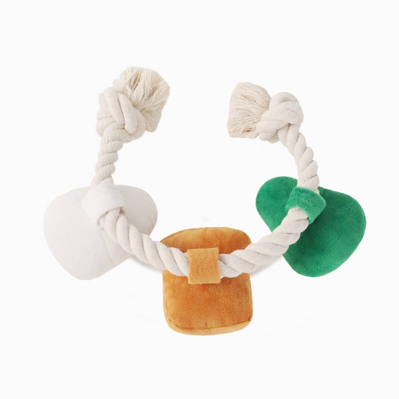 Hugsmart Products Inc dog toys Avocado Collection Toast and Egg Rope Plush Dog Toy