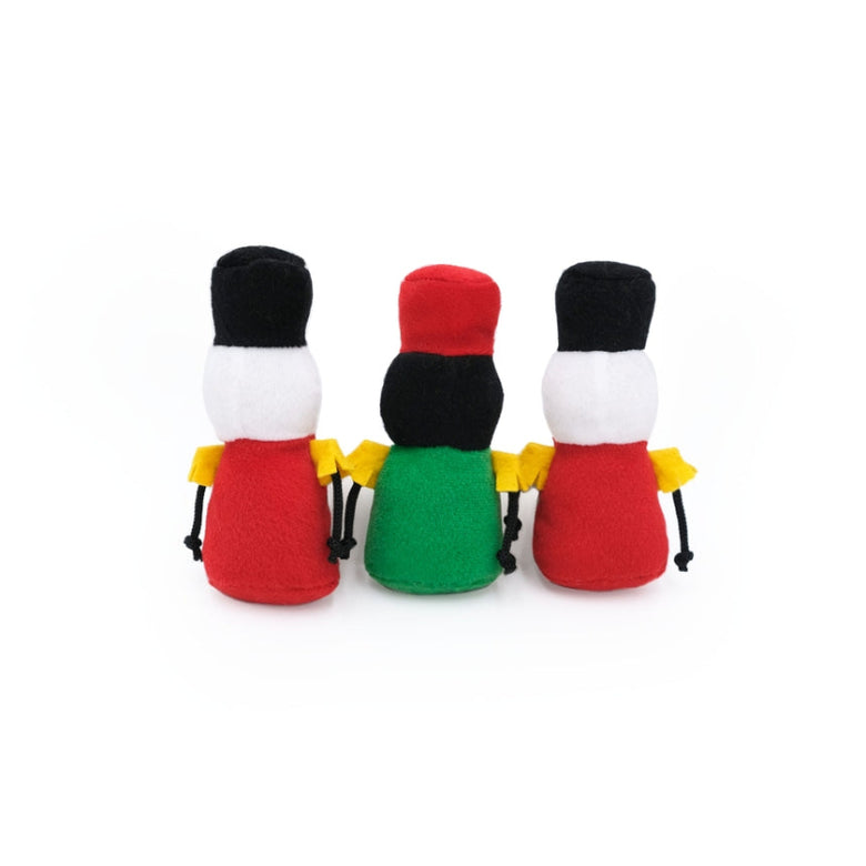 Holiday Miniz Christmas Nutcrackers Plush Squeak Dog Toy Set - 3pc