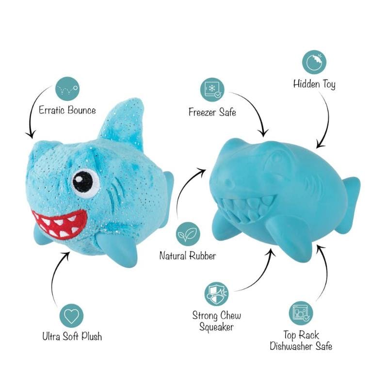 PetShop by Fringe Studio dog toys Out of the Blue Rubber & Plush Shark Dog Toy