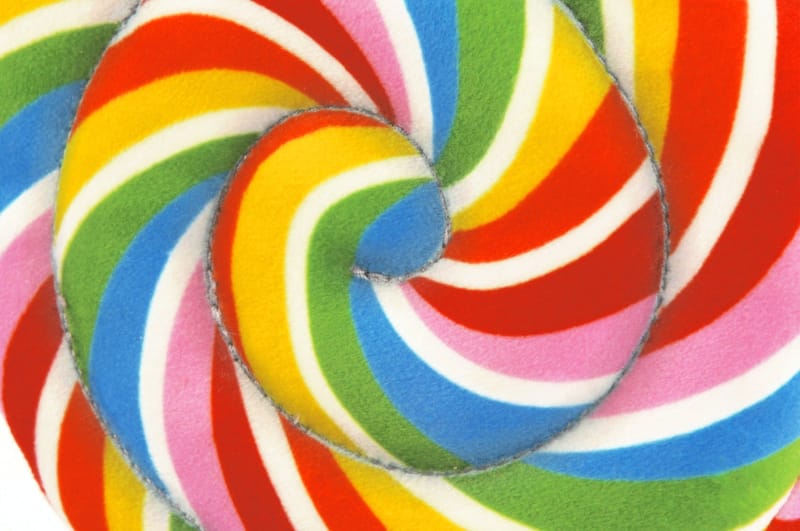P.L.A.Y. Pet Lifestyle and You Dog Toys Snack Attack Lollipop Colorful Rainbow Plush Squeak Dog Toy