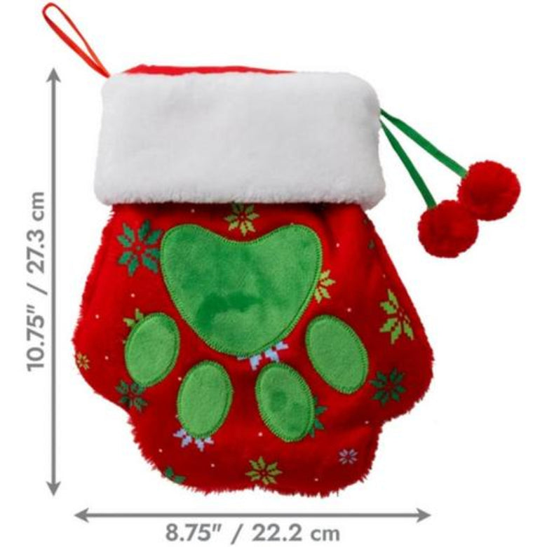 Christmas Holiday Season Paw Print Red Pet Stocking