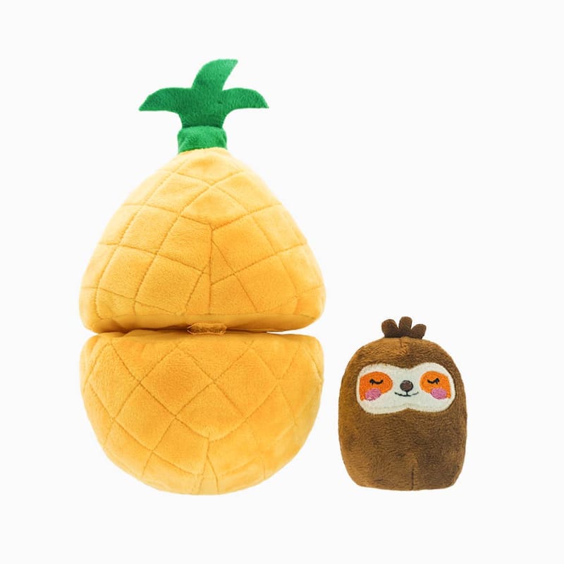Hugsmart Products Inc dog toys Fruity Critterz Pineapple Sloth Plush Dog Toy