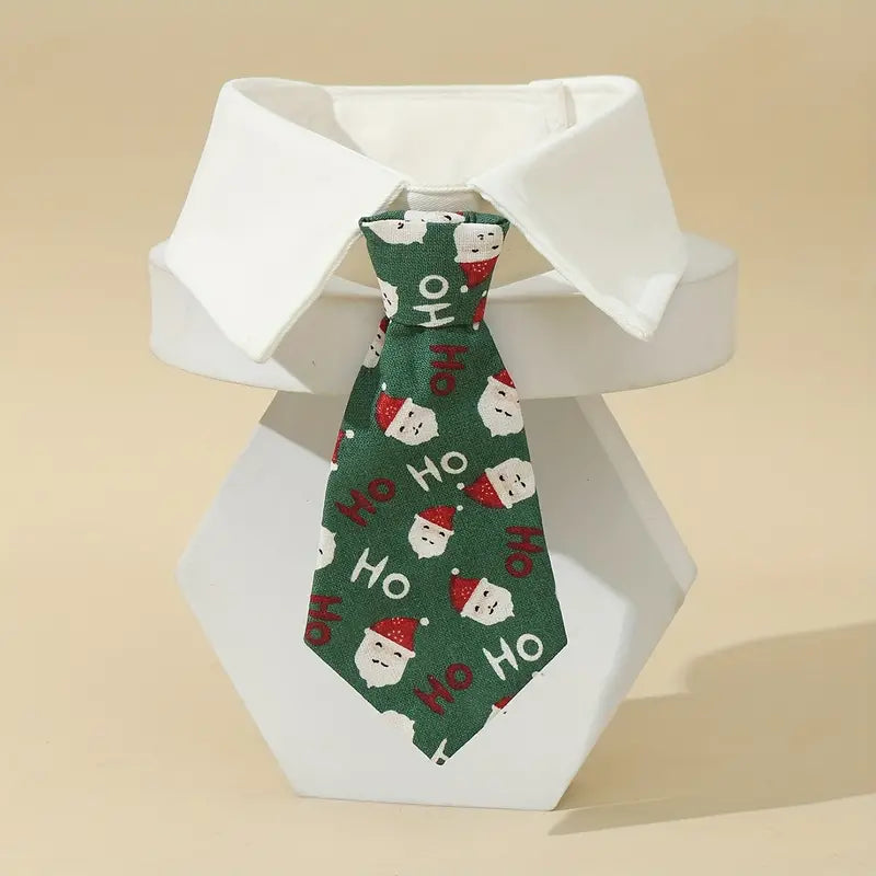TMU - REPLAB SARL COLLARS S Green Christmas Santa Dog Tie Collar