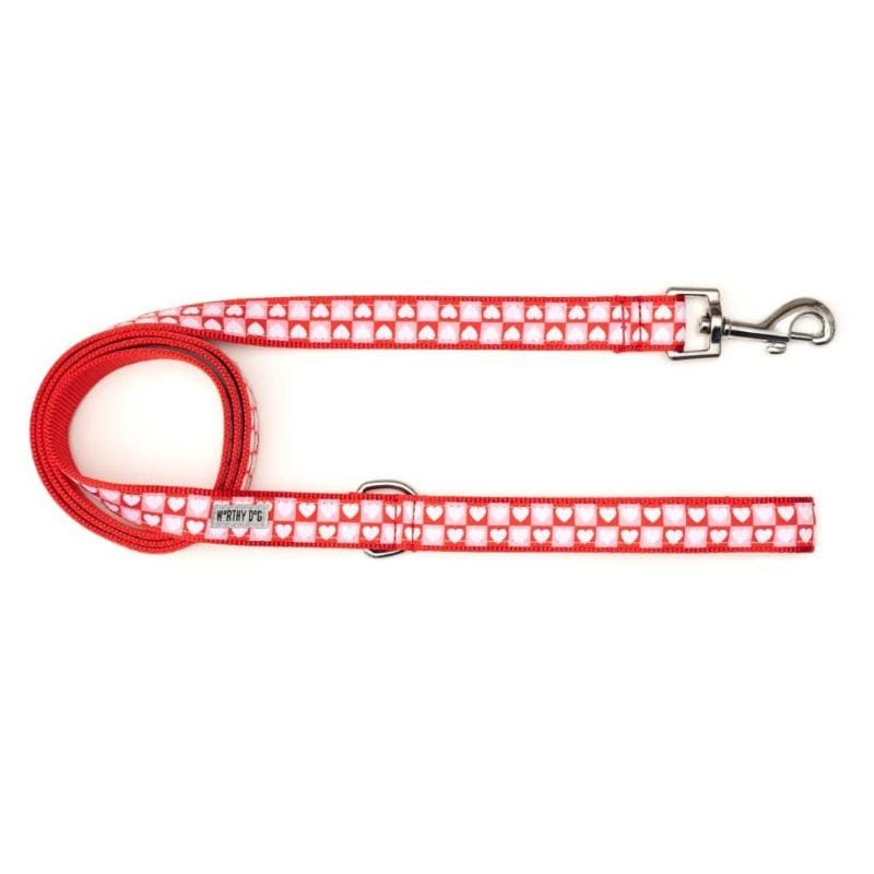The Worthy Dog Leashes Colorblock Hearts Red Dog Leash - 2 Sizes