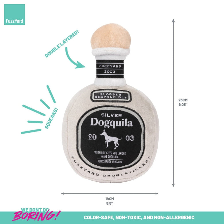 Silver Dogquila Bottle Plush Squeaky Dog Toy