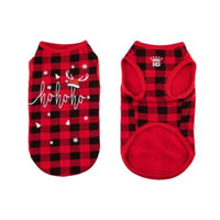 Barker's Bowtique Tee's Ho Ho Ho Red Plaid Christmas Holiday Pet Tank