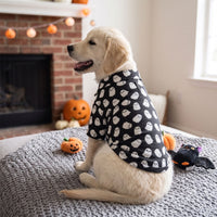 Halloween Season Ghosts Black & White Lightweight Collared Camp Dog Shirt