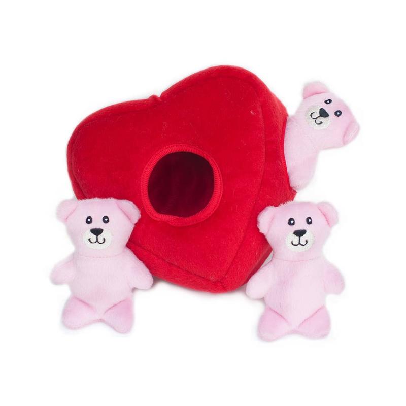 ZippyPaws dog toys Valentine's Burrow Heart 'n Bears Plush Squeak Interactive Dog Toy Set - 4 Pc