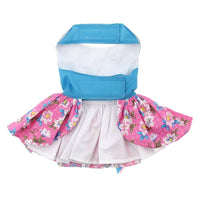 Doggie Design DRESSES Pink and Blue Plumeria Floral Dog Harness Dress w/ Matching Leash