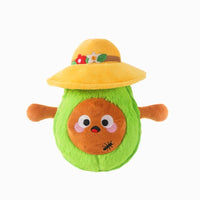 Hugsmart Products Inc dog toys Picnic Time Avocado with Flower Hat Squeaky Plush Dog Toy