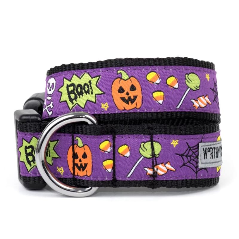 The Worthy Dog COLLARS XS Halloween Fright Night Purple Dog Collar