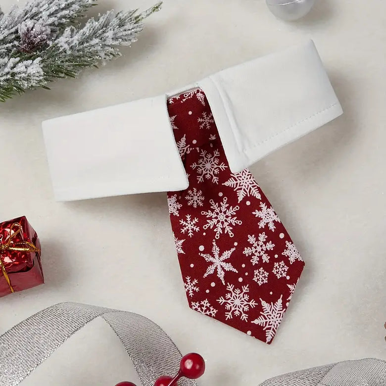 TMU - REPLAB SARL COLLARS S Red Festive Winter Snowflake Dog Tie Collar