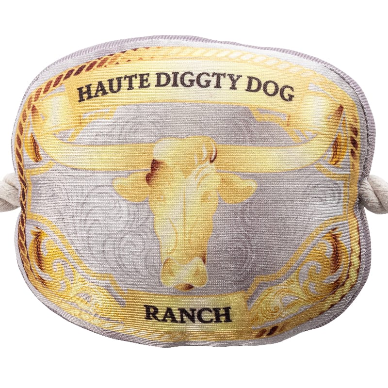 Haute Diggity Dog dog toys Western Belt Buckle Plush Squeaky Rope Dog Toy