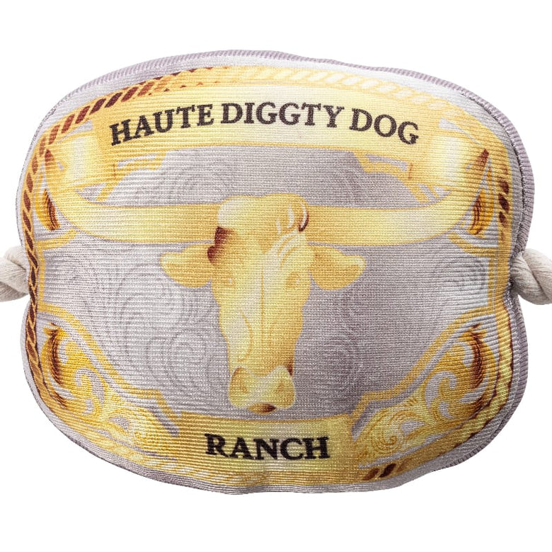 Haute Diggity Dog dog toys Western Belt Buckle Plush Squeaky Rope Dog Toy