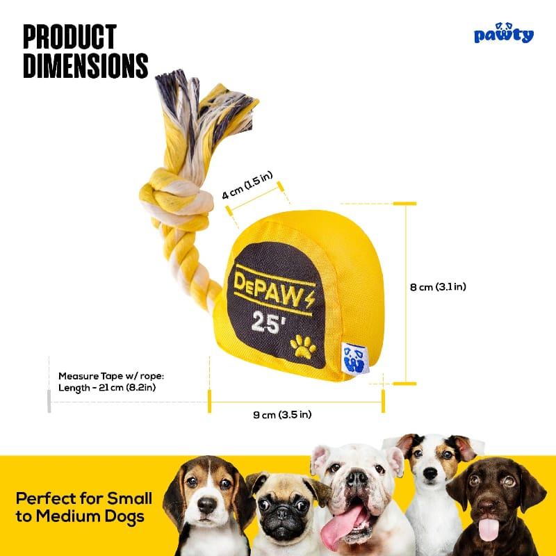 PAWTY Dog Toys dog toys Took Kit Tape Measurer Canvas Squeak Rope Dog Toy