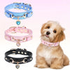 TM - NIKKO PETS Collars XS Love Heart Bling Charm Blue Iridescent Leather Pet Collar - XS