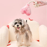 Hugsmart Products Inc dog toys Love is in the air Pink Heart Rope Tug Plush Squeak Dog Toy