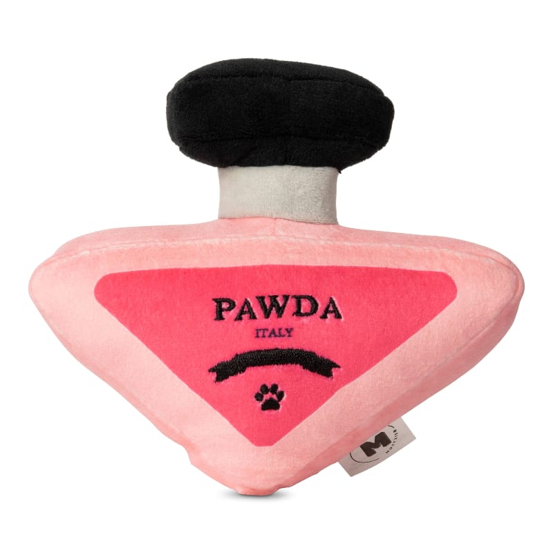 Muttzie dog toys Pawda Pink Luxury Pawfum Plush Squeak Dog Toy