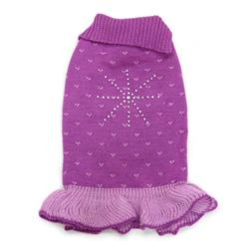 Dogo Pet Fashions Sweaters 2XS Purple Snowflake Bling Sweater Dog Dress - Only Available in Size 2XS