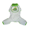 Pooch Outfitters Pajamas 2XS Lime Green Dino Polkadot with Bib and Embroidery Design Pet Pajamas