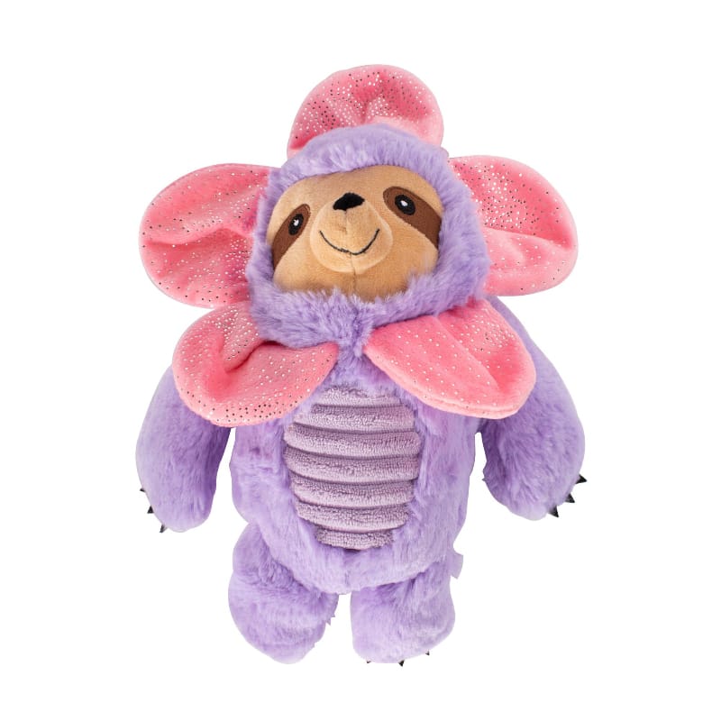 Petshop by Fringe Studio dog toys "I'll Grow On You" Pink Flower Purple Sloth Plush Dog Toy