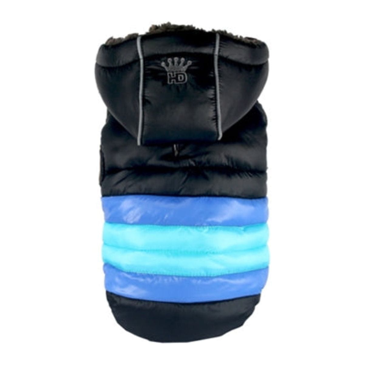 Barker's Bowtique Jackets XS Soft Stripe Puffer Dog Coat - Blk / Blue